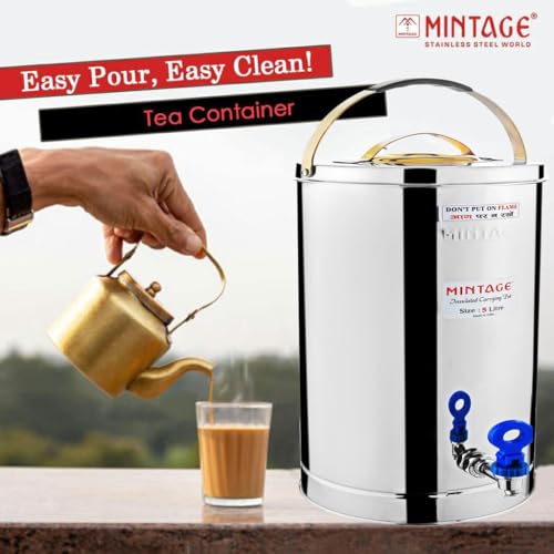 Mintage Alpine Tea Container 5 Liters Stainless Steel Insulated | Leakproof Durable | Heat Retention Lightweight | Storage Solution | Beverage Preservation | Teapot Dispenser Jar | Canteen Chai Kettle - Image 5
