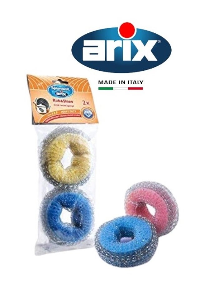 arix Ultimate Cleaning Power: Arix Splendelli Rub&Shine Zinc-Coated Wire Sponge - 2PCS