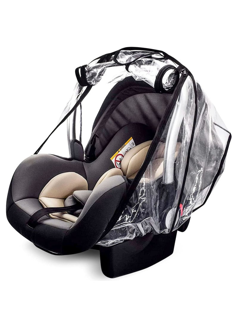SYOSI Stroller Rain Cover, Baby Carrier Dust-Proof Raincover, EVA Car Seat Weather Shield with Quick-Access Zipper Door and Side Ventilation, Universal Car Seat Transparent Rain Cover for Maxi COSI and More - Image 1