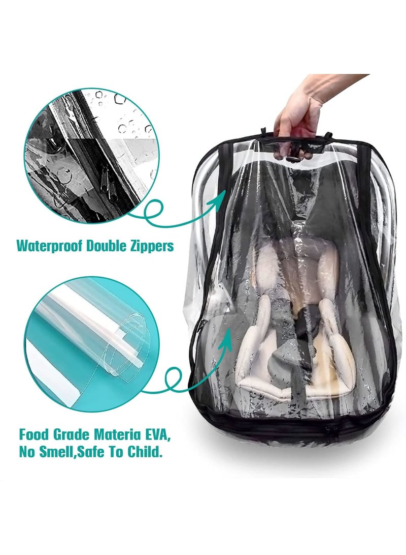 SYOSI Stroller Rain Cover, Baby Carrier Dust-Proof Raincover, EVA Car Seat Weather Shield with Quick-Access Zipper Door and Side Ventilation, Universal Car Seat Transparent Rain Cover for Maxi COSI and More - Image 5