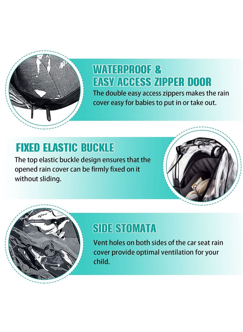 SYOSI Stroller Rain Cover, Baby Carrier Dust-Proof Raincover, EVA Car Seat Weather Shield with Quick-Access Zipper Door and Side Ventilation, Universal Car Seat Transparent Rain Cover for Maxi COSI and More - Image 4