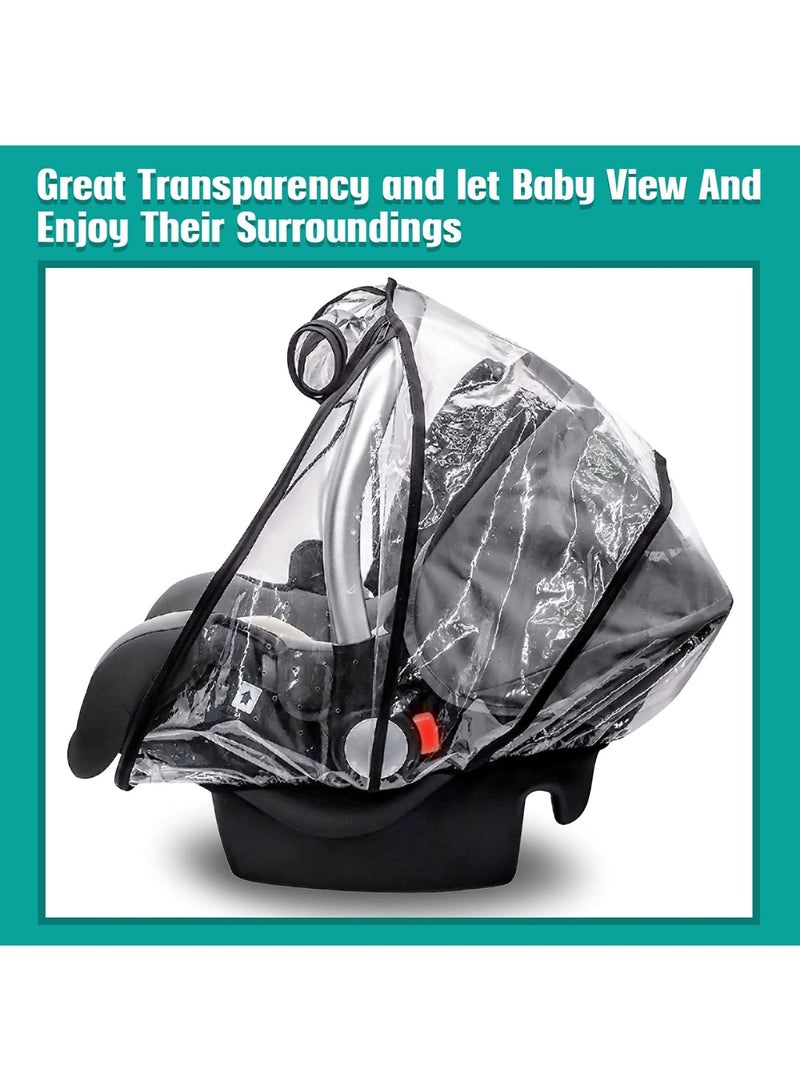 SYOSI Stroller Rain Cover, Baby Carrier Dust-Proof Raincover, EVA Car Seat Weather Shield with Quick-Access Zipper Door and Side Ventilation, Universal Car Seat Transparent Rain Cover for Maxi COSI and More - Image 3