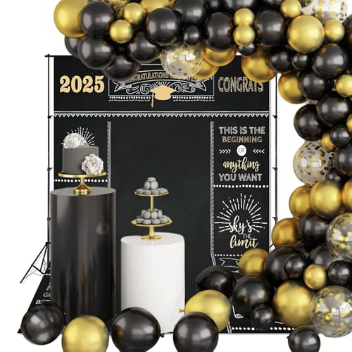 Mocsicka Graduation Backdrop 5x7ft - Black Cotton Graduation Party Background - Congratulations Graduates Photography Backdrop - Image 2