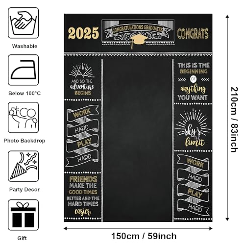 Mocsicka Graduation Backdrop 5x7ft - Black Cotton Graduation Party Background - Congratulations Graduates Photography Backdrop - Image 5