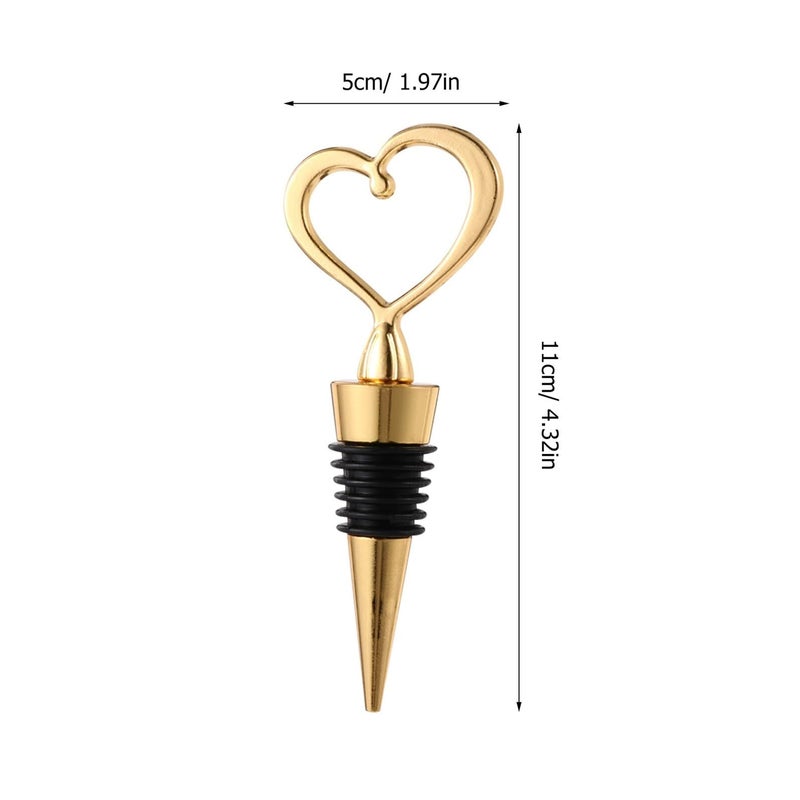 Golden Heart Shaped Wine Bottle Stoppers For Wedding Party Decoration Corks Preserve Freshness - Image 5
