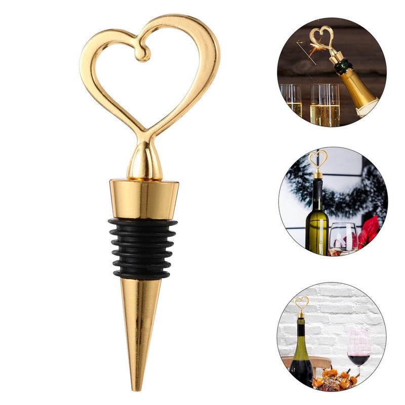Golden Heart Shaped Wine Bottle Stoppers For Wedding Party Decoration Corks Preserve Freshness - Image 3