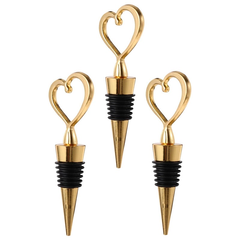 Golden Heart Shaped Wine Bottle Stoppers For Wedding Party Decoration Corks Preserve Freshness - Image 2