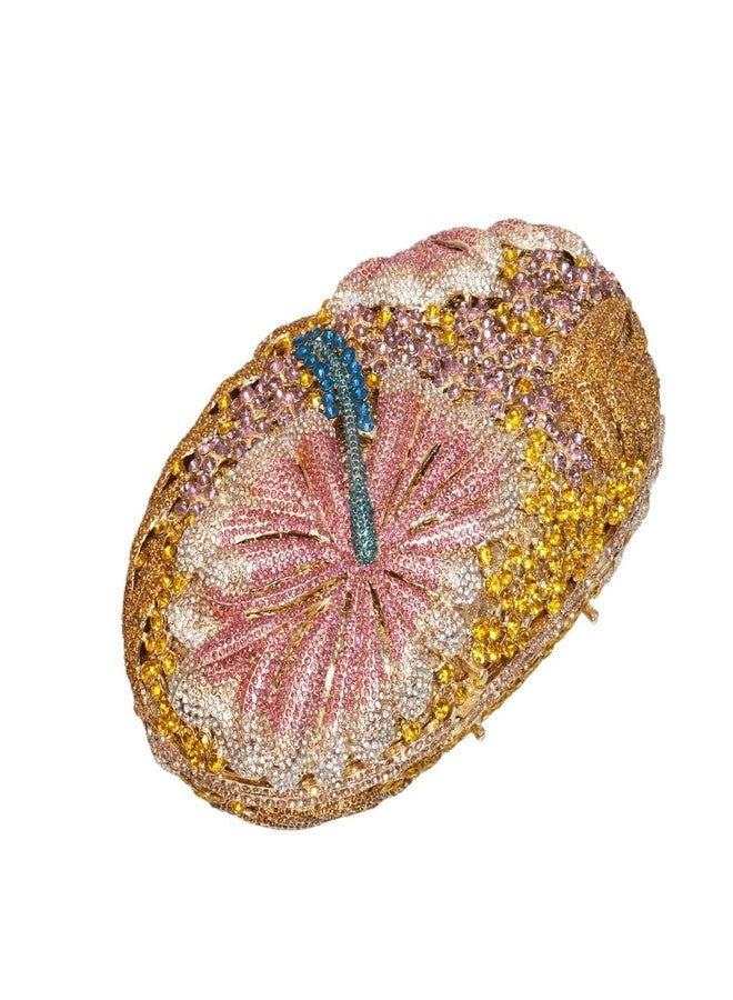 DEBIMY Sparkly Crystal Evening Clutch Luxury Flower Rhinestone Evening Bags Wedding Formal Party Handbags Purses Gold Pink - Image 4