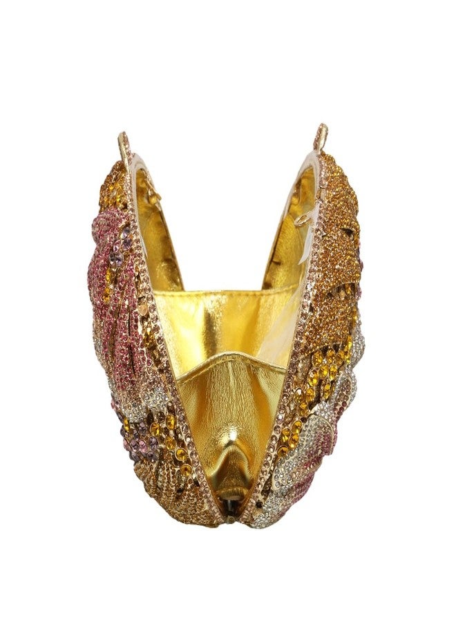 DEBIMY Sparkly Crystal Evening Clutch Luxury Flower Rhinestone Evening Bags Wedding Formal Party Handbags Purses Gold Pink - Image 3