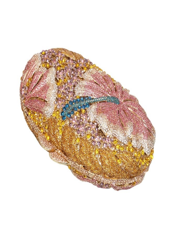 DEBIMY Sparkly Crystal Evening Clutch Luxury Flower Rhinestone Evening Bags Wedding Formal Party Handbags Purses Gold Pink - Image 5