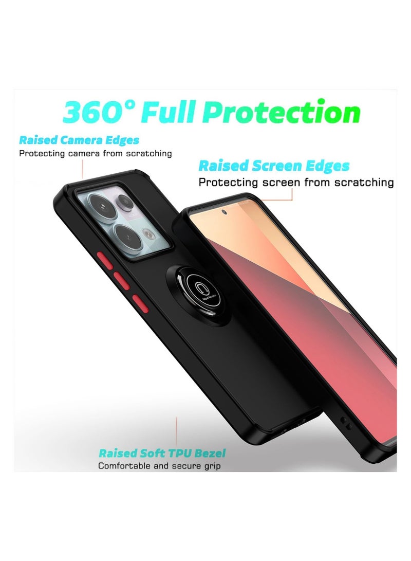 جراب خلفي غير لامع مع حامل مغناطيسي للسيارة يدور 360 درجة لهاتف Xiaomi Redmi Note 13 Pro 5G / Poco X6 5G أسود - Image 4