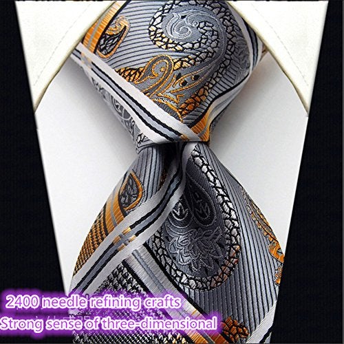 Secdtie Men's Fashion Grey Jacquard Woven Silk Tie Microfiber Formal Necktie - Image 5