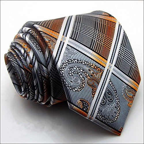 Secdtie Men's Fashion Grey Jacquard Woven Silk Tie Microfiber Formal Necktie - Image 3