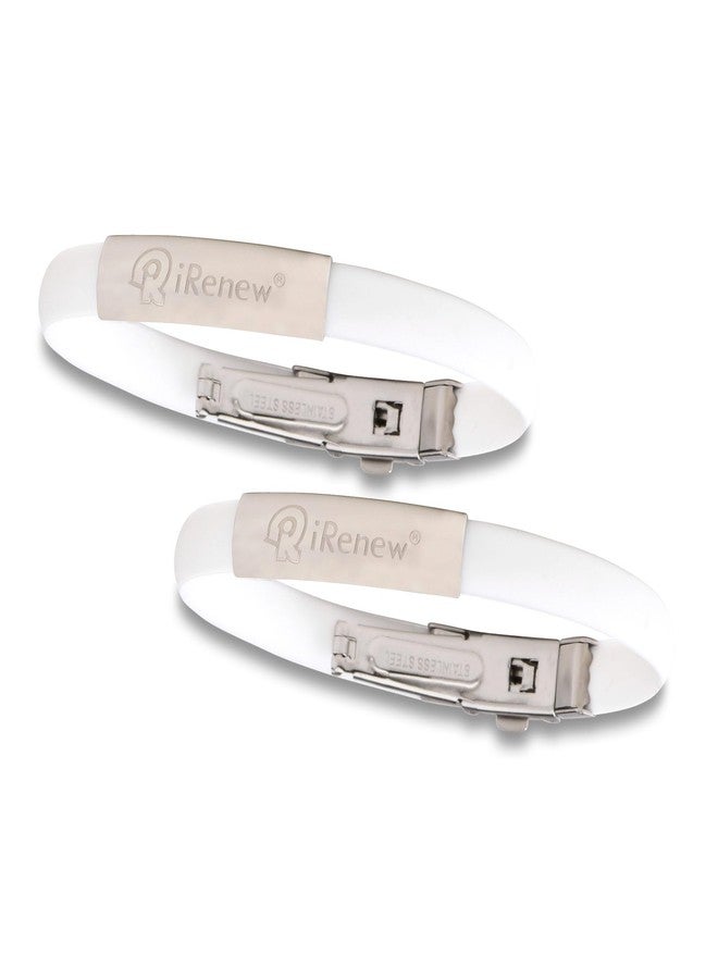 iRenew Energized Well Being Health Fashion Bracelet (White 2 Pack) May promote: Strength, Balance and Endurance Energy Bracelet. - Image 1