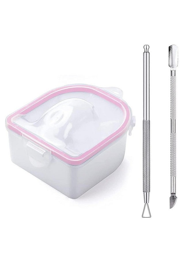Yokilly Nail Soaking Bowl Soak Off Gel Polish Dip Powder Remover Manicure Bowl With Triangle Cuticle Peeler And Stainless Steel Cuticle Pusher Nail Art Tool (Pink3Pcs Set) - Image 1