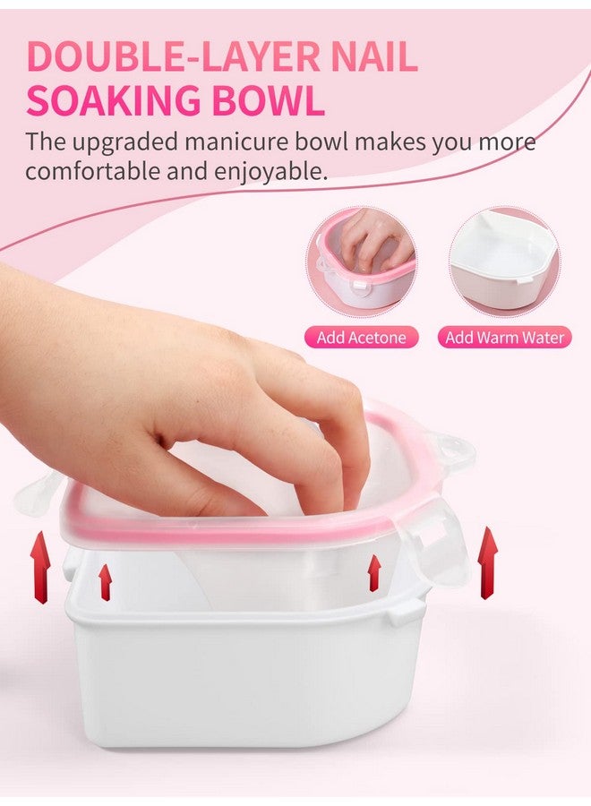 Yokilly Nail Soaking Bowl Soak Off Gel Polish Dip Powder Remover Manicure Bowl With Triangle Cuticle Peeler And Stainless Steel Cuticle Pusher Nail Art Tool (Pink3Pcs Set) - Image 3