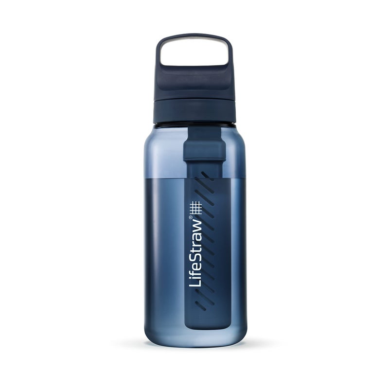 LifeStraw Go Series â€“ BPA-Free Water Filter Bottle for Travel and Everyday Use Removes Bacteria, Parasites and Microplastics, Improves Taste, 1L Aegean Sea - Image 1