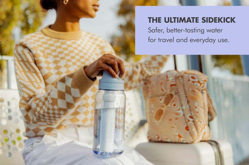 LifeStraw Go Series â€“ BPA-Free Water Filter Bottle for Travel and Everyday Use Removes Bacteria, Parasites and Microplastics, Improves Taste, 1L Aegean Sea - Image 2