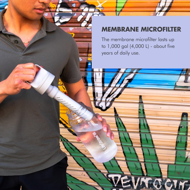 LifeStraw Go Series â€“ BPA-Free Water Filter Bottle for Travel and Everyday Use Removes Bacteria, Parasites and Microplastics, Improves Taste, 1L Aegean Sea - Image 5