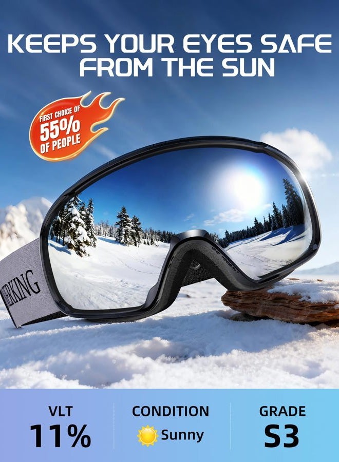Innerking Snowboard Helmet Set with Goggles for Adults, Sturdy PC Shell & Shock-Absorbing EPS Foam & Soft Lining, Snow Sports Helmet and Glasses for Men and Women - Grey M - Image 5