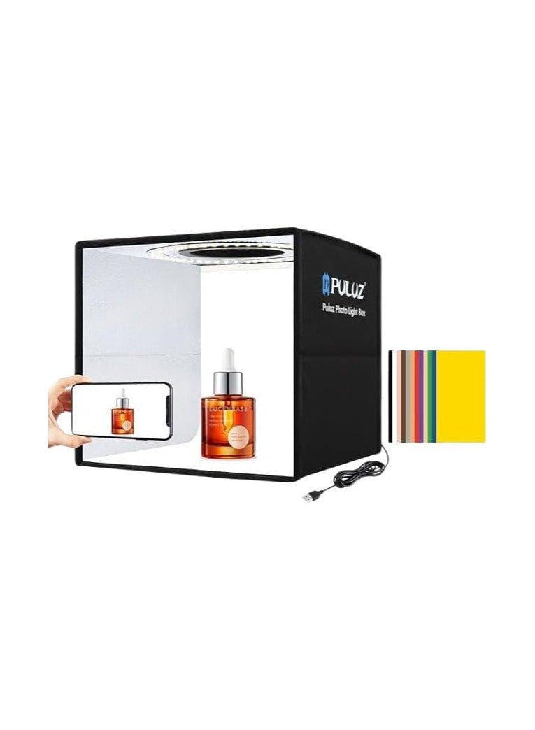 بولوز PULUZ صندوق إضاءة تصوير قابل للطي 11.8 بوصة 30 سم مع حلقة ضوء CRI 97+ و 6 خلفيات أسود أبيض برتقالي أحمر أخضر أزرق خيمة تصوير محمولة للتصوير الفوتوغرافي للمنتجات ASM - Image 1
