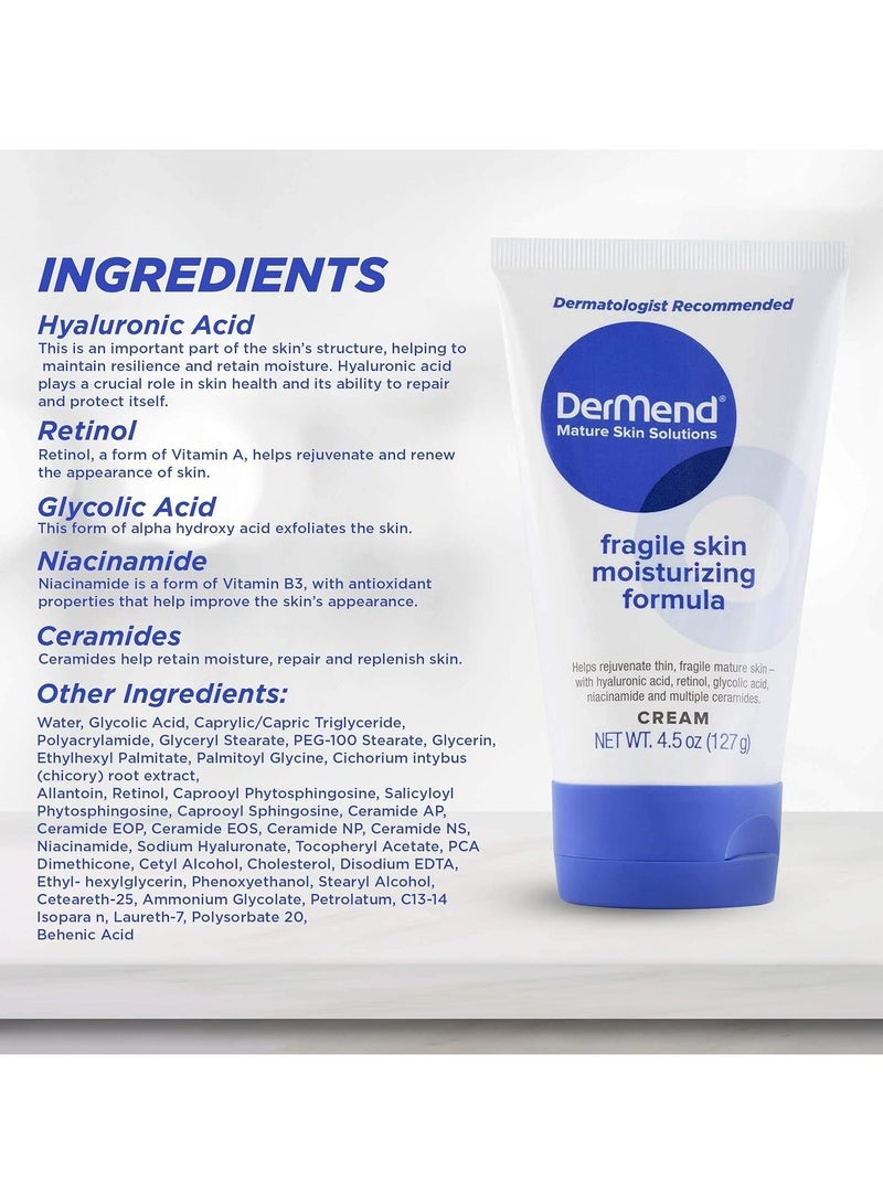 dermend Specialized Fragile Skin Moisturizing Cream: Formula to Restore & Rejuvenate - Daily Anti Wrinkle Cream for Firming & Strengthening Thin, Aging Skin - 4.5 Oz Tube - Image 3
