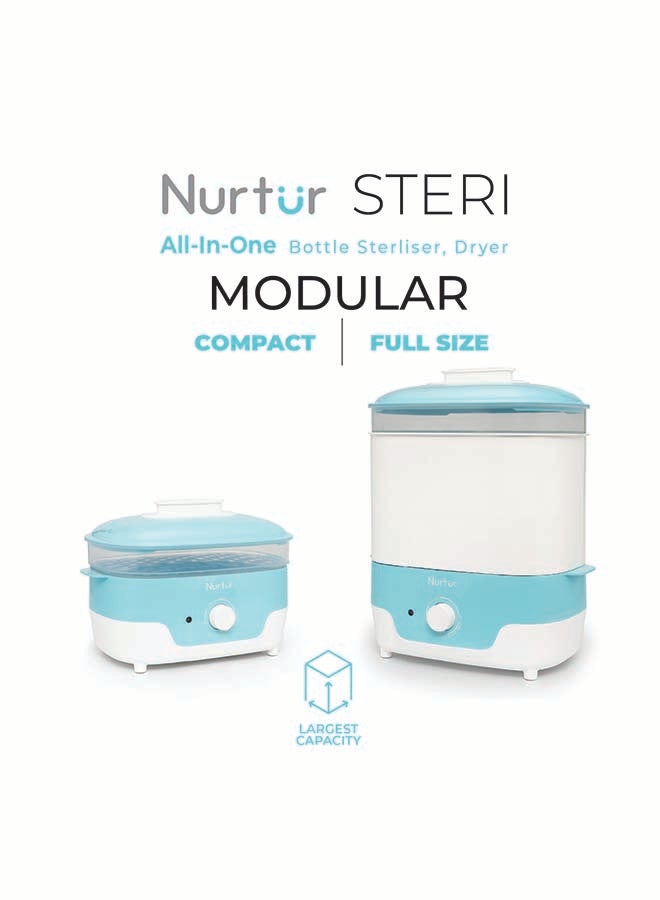 Nurtur Nurtur Steri Modular Sterilizer dryer, Auto Steam and Dry baby bottles and accessories, 8 bottle capacity, mnodular design, auto shut off, UK Plug, led Timer Function  - Image 2