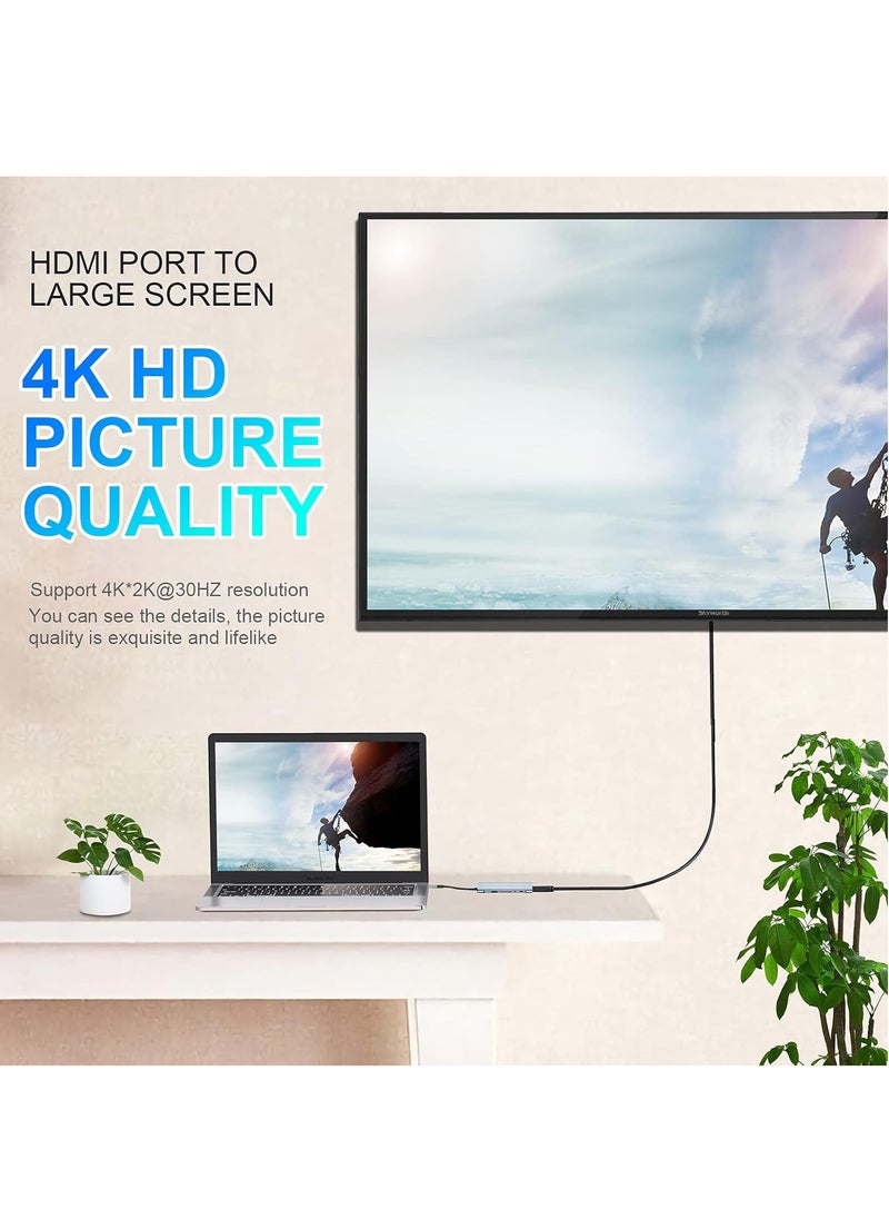 موزع USB C، محول USB C 11 في 1 دونجل مع 4K HDMI، VGA، نوع C PD، USB 3.0، RJ45 ايثرنت، قارئ بطاقات SD/TF، ومدخل AUX مقاس 3.5 ملم، قاعدة توصيل متوافقة مع ماك بوك برو/أير وأجهزة اللاب توب الأخرى نوع C