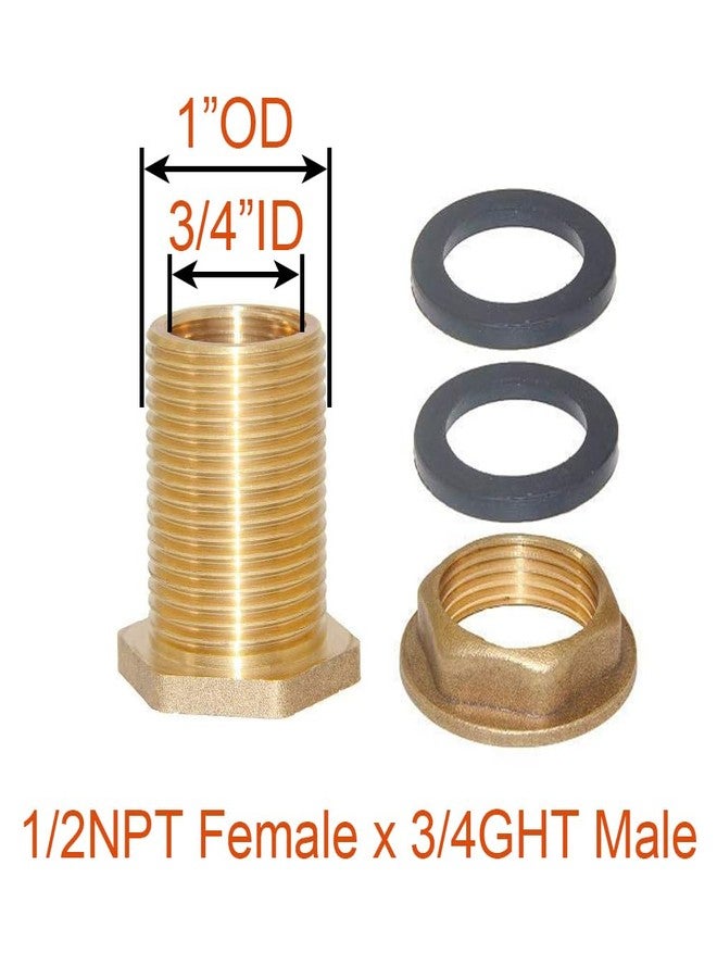 Joywayus Brass 1/2" NPT Female x 3/4" GHT Male Water Tank Connector + 1/2" Barb x 1/2" NPT Male Hose Pipe Elbow Connector - Image 4