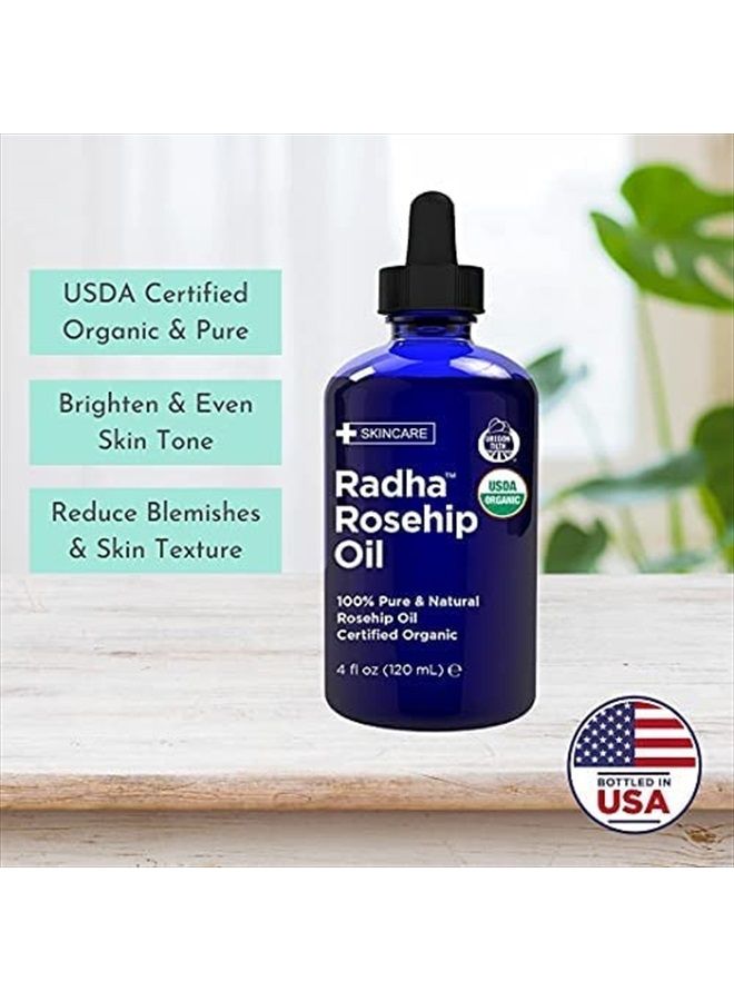 Radha beauty USDA Certified Organic Rosehip Seed Oil, 100% Pure Cold Pressed - Great Carrier Oil for Moisturizing Face, Hair, Skin, & Nails - 4 fl oz  - Image 5