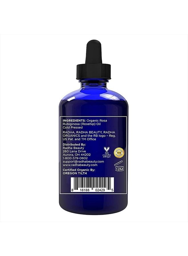 Radha beauty USDA Certified Organic Rosehip Seed Oil, 100% Pure Cold Pressed - Great Carrier Oil for Moisturizing Face, Hair, Skin, & Nails - 4 fl oz  - Image 3