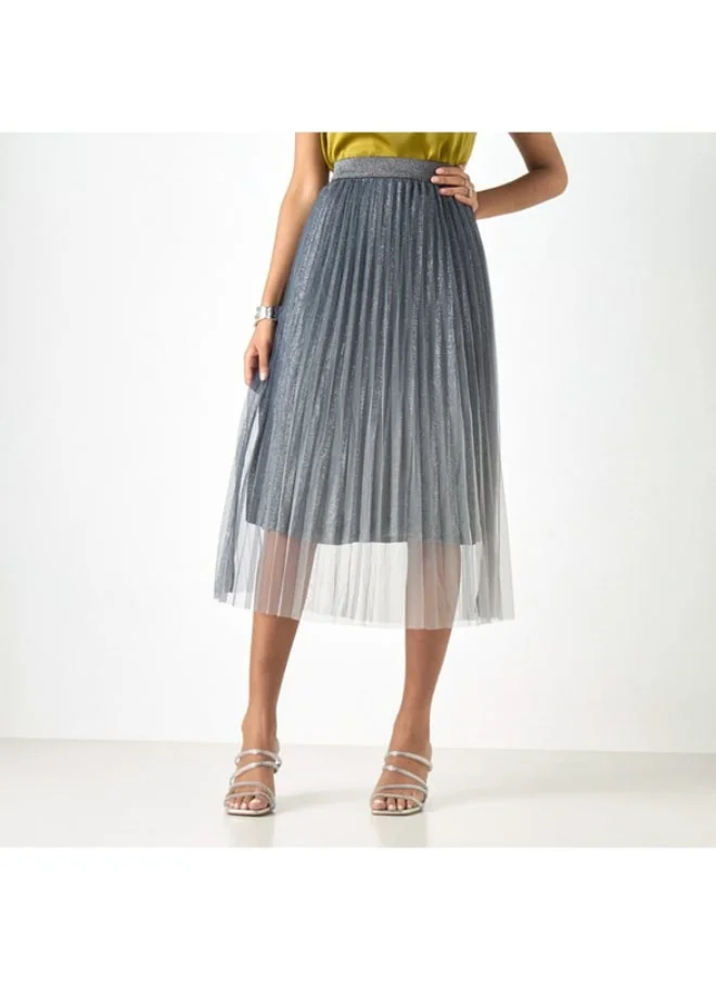 2Xtremz 2Xtremz Pleated Midi A-Line Skirt with Elasticated Waistband