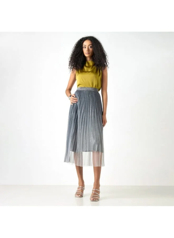 2Xtremz 2Xtremz Pleated Midi A-Line Skirt with Elasticated Waistband
