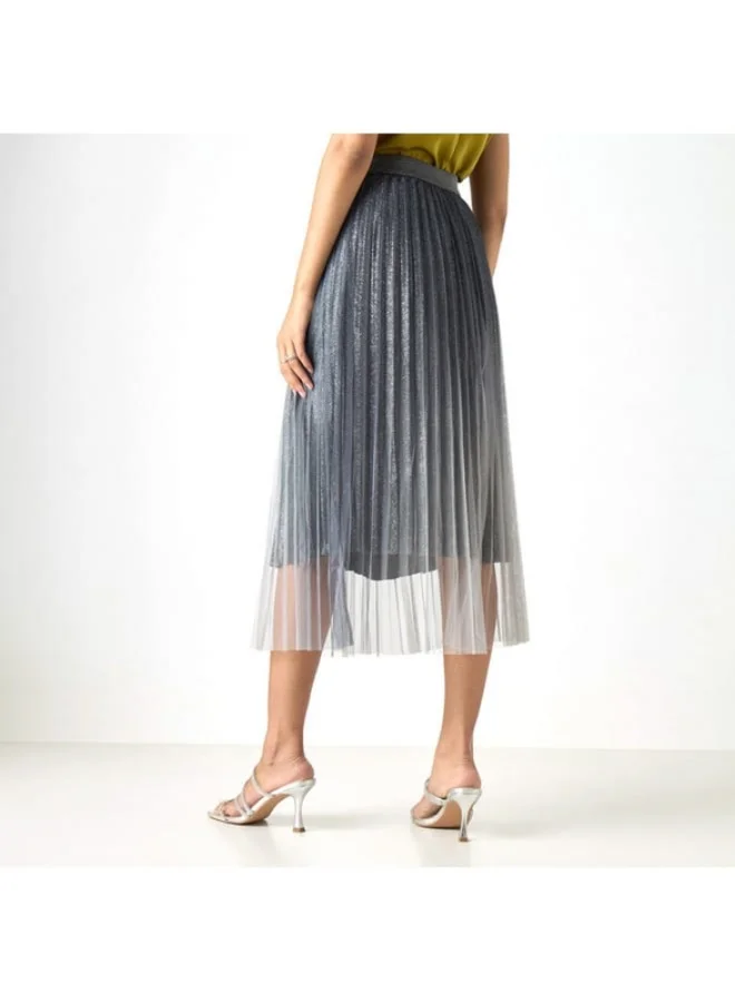 2Xtremz 2Xtremz Pleated Midi A-Line Skirt with Elasticated Waistband