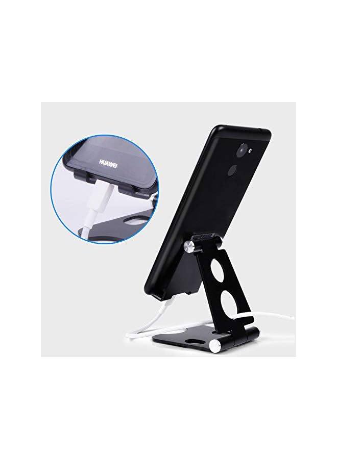 TYCOM Cell Phone Stand, Double Adjustable Mobile Phone Tablet Holder, Aluminum Portable Desk Stand for iPhone 11, iPhone X, iPhone 8 7, Samsung, Galaxy S9 S8, iPad (Black) - Image 5