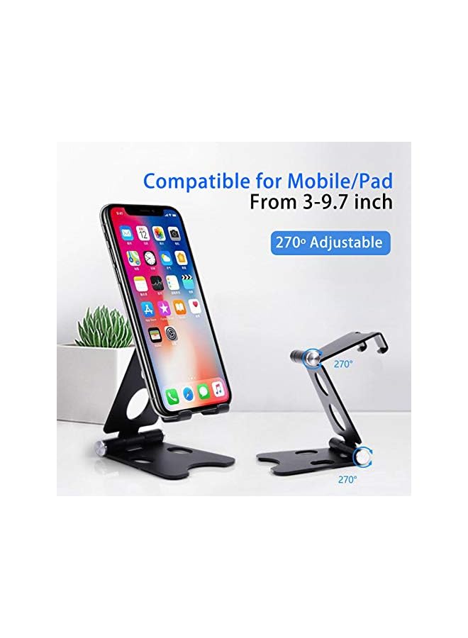 TYCOM Cell Phone Stand, Double Adjustable Mobile Phone Tablet Holder, Aluminum Portable Desk Stand for iPhone 11, iPhone X, iPhone 8 7, Samsung, Galaxy S9 S8, iPad (Black) - Image 2