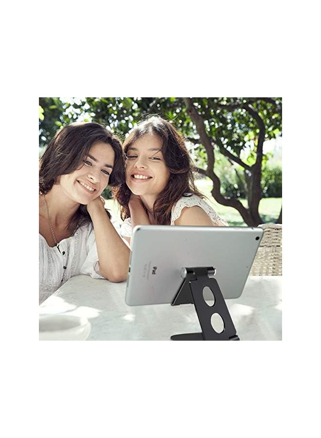 TYCOM Cell Phone Stand, Double Adjustable Mobile Phone Tablet Holder, Aluminum Portable Desk Stand for iPhone 11, iPhone X, iPhone 8 7, Samsung, Galaxy S9 S8, iPad (Black) - Image 4