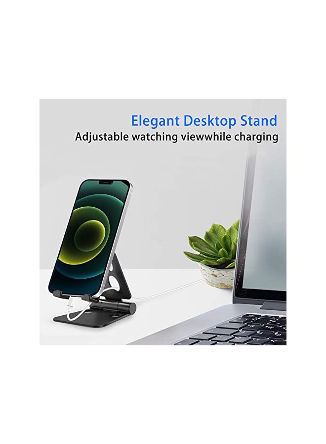 TYCOM Cell Phone Stand, Double Adjustable Mobile Phone Tablet Holder, Aluminum Portable Desk Stand for iPhone 11, iPhone X, iPhone 8 7, Samsung, Galaxy S9 S8, iPad (Black) - Image 3
