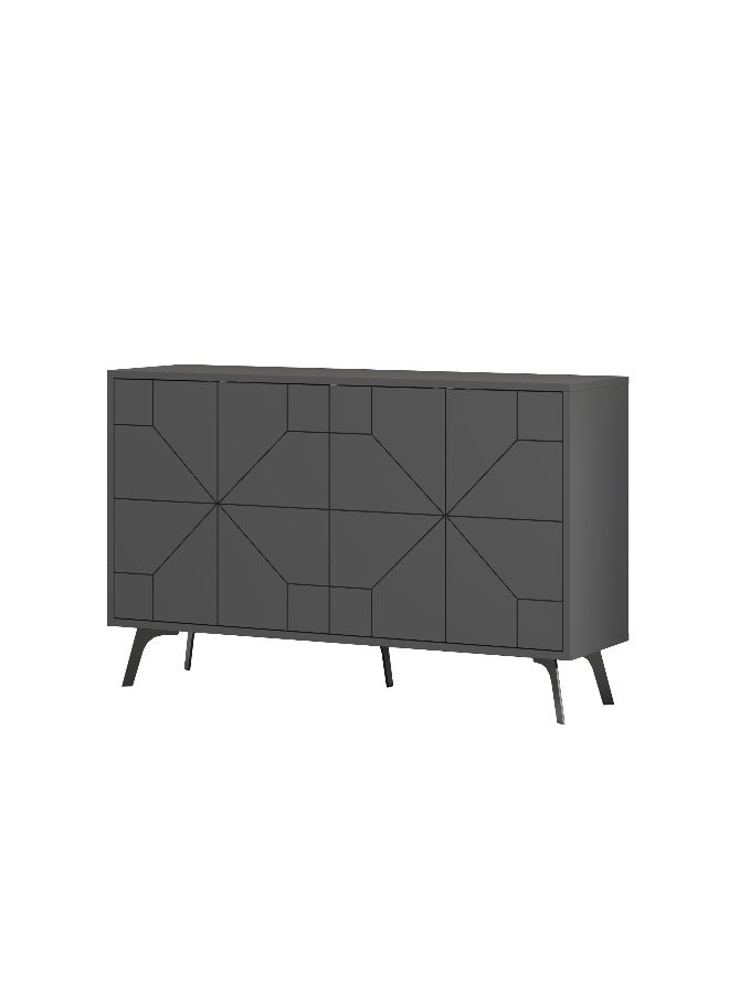Mourah Home Dune Console - Modern Sideboard with 4 Doors - Storage Cabinet for Living Room, Lounge, Dining Room, Kitchen, Hallway - 35x77.4x123 CM (Dark Grey) - Image 4