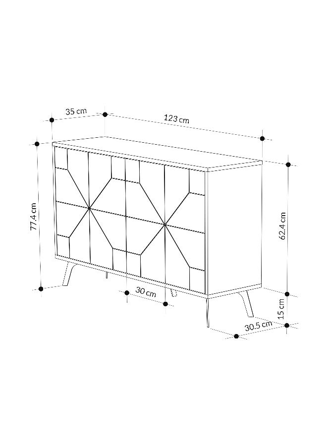 Mourah Home Dune Console - Modern Sideboard with 4 Doors - Storage Cabinet for Living Room, Lounge, Dining Room, Kitchen, Hallway - 35x77.4x123 CM (Dark Grey) - Image 5