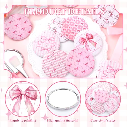 Geelin 12 Pcs Pink Compact Mirror Bulk Pink Bow Party Favors Coquette Aesthetic Mini Mirror for Purse Pocket Women Girl Birthday Valentines Day Gift Wedding Bridal Shower - Image 3
