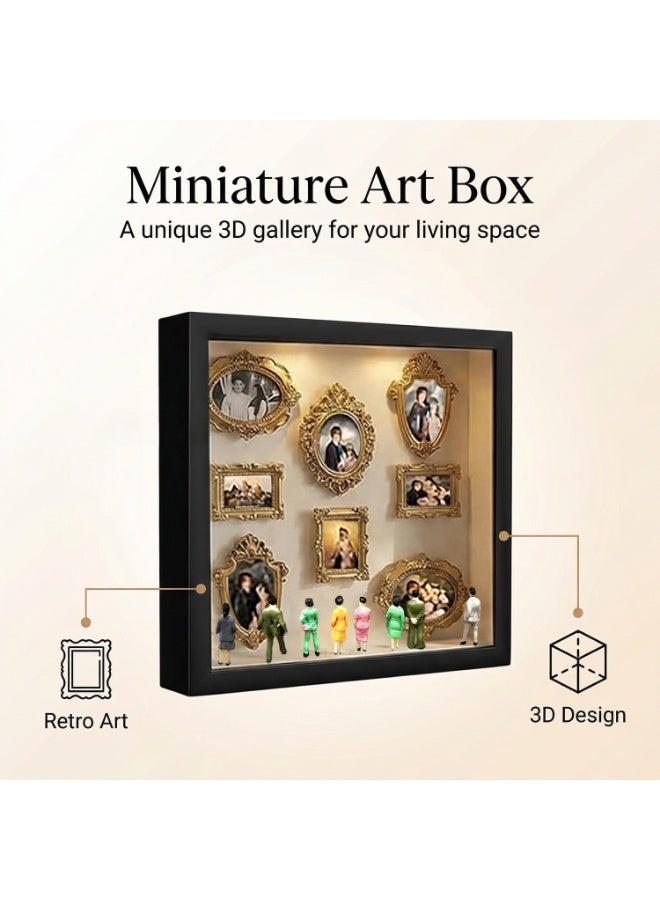 طقم صندوق ظل متحفي صغير DIY مع إطارات صغيرة ذهبية وتماثيل، إطار عرض أسود بحجم 10 بوصة، صندوق ظل لإطار الصور، ديكور ذكريات الصور المخصص، تجميع بسيط - Image 2