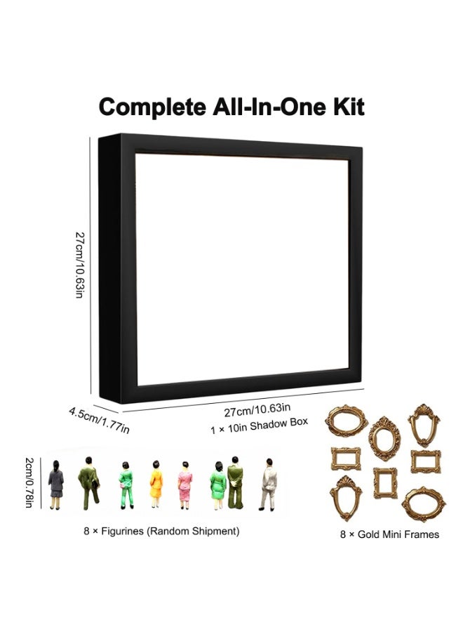 طقم صندوق ظل متحفي صغير DIY مع إطارات صغيرة ذهبية وتماثيل، إطار عرض أسود بحجم 10 بوصة، صندوق ظل لإطار الصور، ديكور ذكريات الصور المخصص، تجميع بسيط - Image 3
