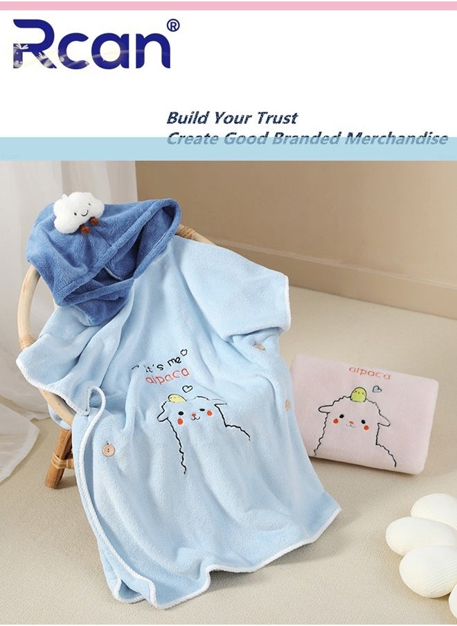 Rcan Hooded Towel for 1 to 6 Years Unisex Large Soft Super Absorbent Kids Bathrobe Beach Bath Poncho Soft Cotton Animal Bath Towel 27.6"X55.1"  - Image 5