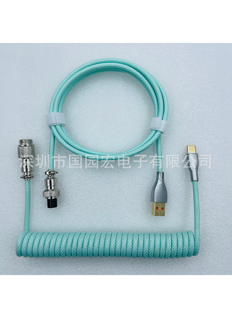 Generic Macaron Keyboard Custom Coiled Cable Tender green air line 