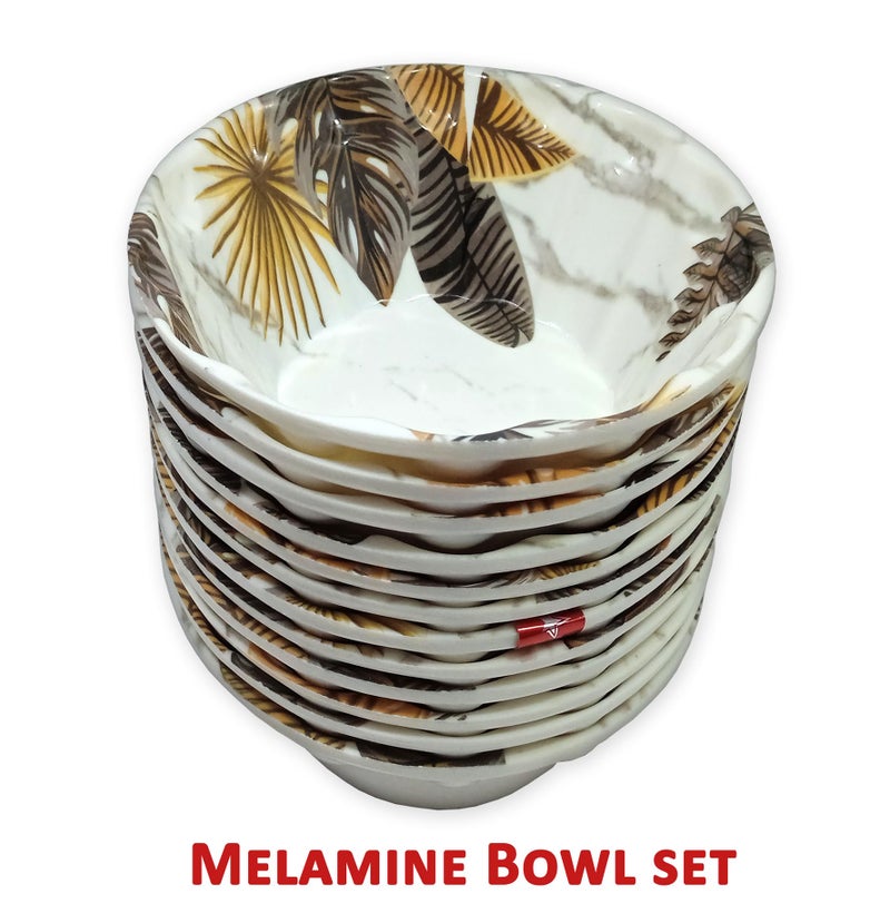 BHOJANWARE Melamine Vegetable Bowl Pack of 12 Perfect for Individual Serving, Lightweight Bowl Set for Small Parties. - Image 3