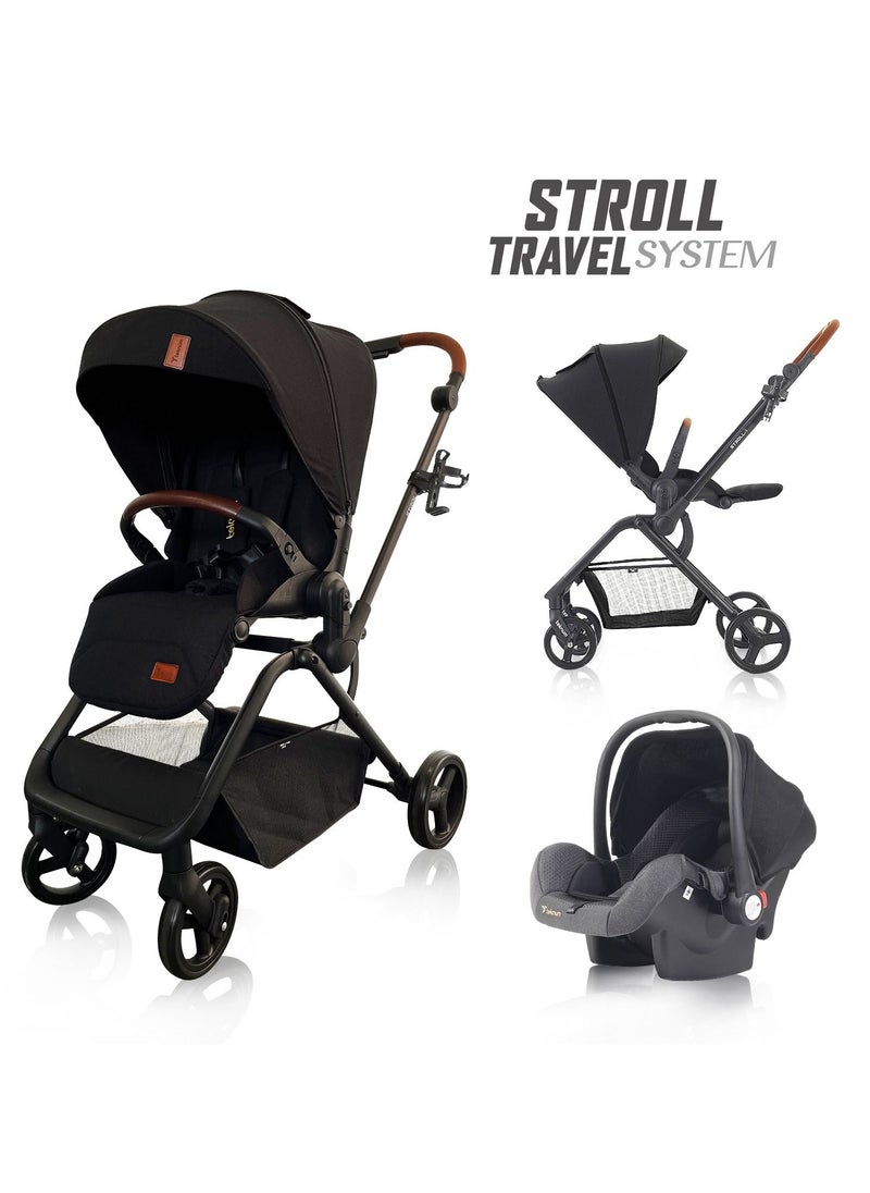 TEKNUM Teknum STROLL-1 Travel System w/ Reversible Stroller and Baby Car Seat - Black  - Image 1