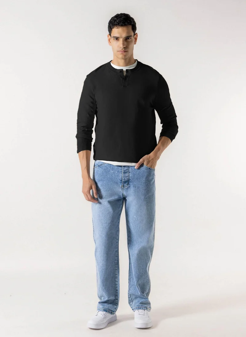 شايبس FINE KNIT HENLEY SWEATER