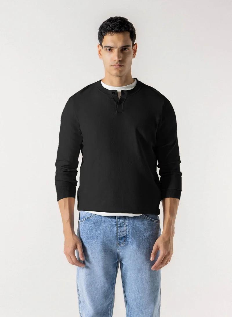 شايبس FINE KNIT HENLEY SWEATER
