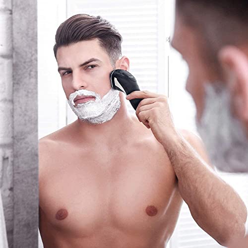 Hatteker Men's USB Rechargeable Electric Shaver Cordless Rotary Wet and Dry Beard Pop-Trimmer, Black - Image 5